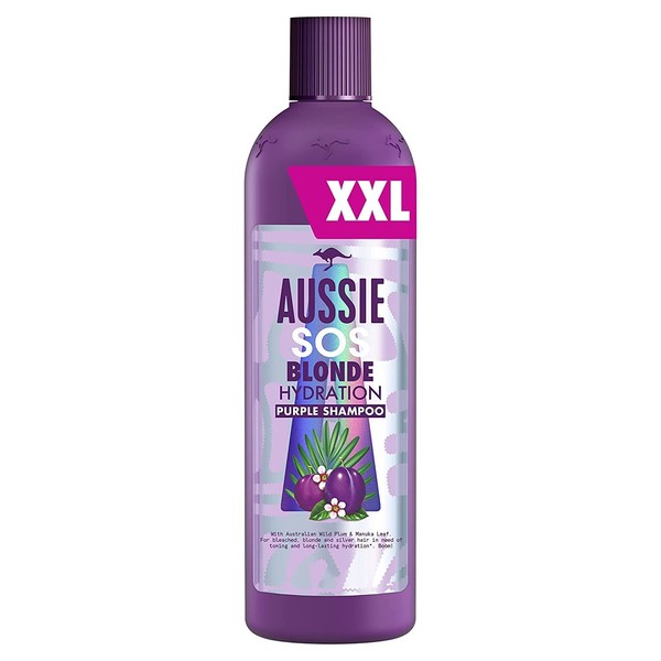 Aussie Silver Shampoo, SOS Blonde Hydration, 490 ml, with Austalian Manuka Leaf & Wild Plum, for Blonde Hair, Cruelty Free, Vegan, Hair Care