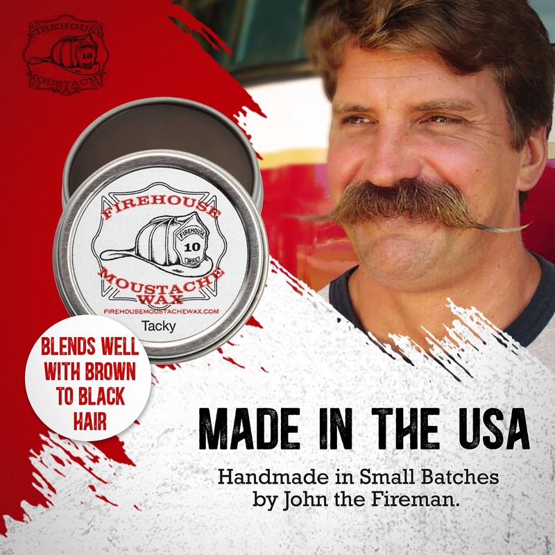Firehouse Moustache Wax Wacky Tacky - Strong Heavy-duty Dark Mustache