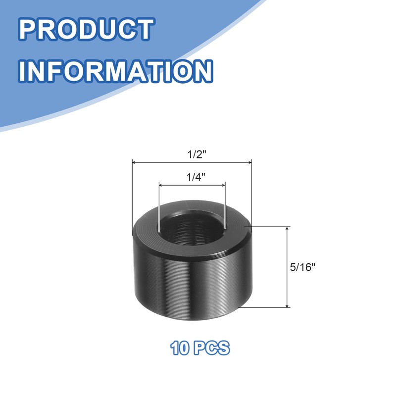 uxcell 10 Pcs Aluminum Spacer, 1/4" Bore x 1/2" OD