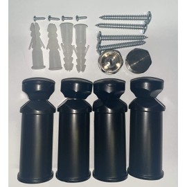 Towel Rail Wall Mount Brackets Black Suitable for Straight and Curved Radiator - 2. Black