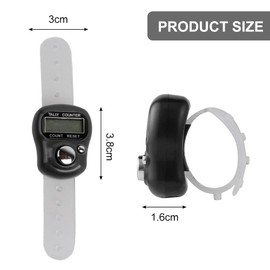 BAOSROY Round Counter, Row Counter, Hand Counter, Digital Hand Counter, Small, Row Counter Ring, Finger Counter, Digital Lap Counter, for Inventory Measurements, Training School, Black and White, 2