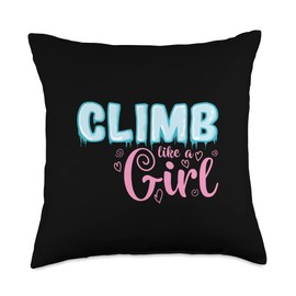 Climb like a Girl Extreme Sports Ice Climbing Throw Pillow