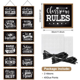Faccito Industrial Chic Classroom Rules Posters Classroom Rules Banner Chalkboard Classroom Bulletin Board Set Motivational Porch Sign for Teacher Elementary Kindergarten Preschool Decorations