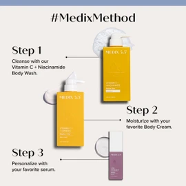 Medix 5.5 MEDIX Vitamin C Body Wash + Vitamin C Body Lotion & Face Moisturizer 2PC Skin Care Set | Anti Aging Body Lotion + Body Cleanser Skincare Set For Women, Men, Dry Skin, & Smoother Looking Skin, 2-Pack