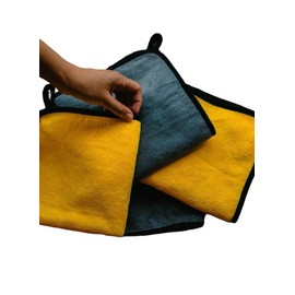 FNX - Microfiber Cleaning Towels - Ultrasoft - Super Absorbent - Scratch Free - 800 GSM - All Purpose (5 Pack, 12" x 16") (Yellow-Grey)