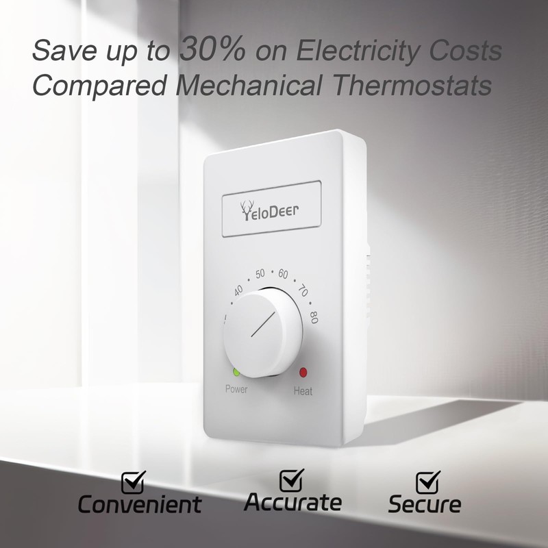 4 Pcs 120 V Only 4-Wire Manual Electric Baseboard Heater