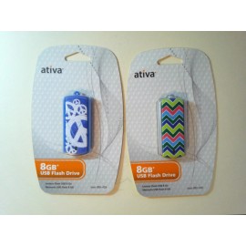 Ativa 2 Pack Ativa® Flip-Top USB Flash Drive With ReadyBoost, 8GB, Striped Peace Sign