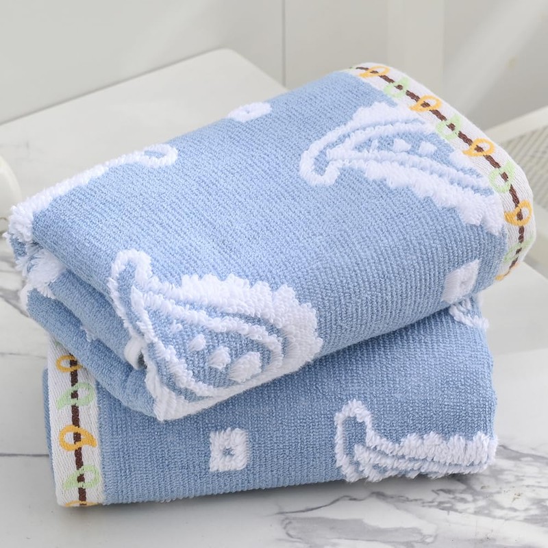 sense gnosis Blue Paisley Pattren Jacquard Hand Towels 100% Cotton