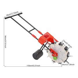 Garden Push Seeder Spreader with 10 Nozzles, Adjustable 1-2 Seeds&1.4-3in Depth, Manual Seeder Corn Planter Seeder Hand Push Garden Seeder Roller Seeding Tool& Fertilizer Applicator for Various Seeds