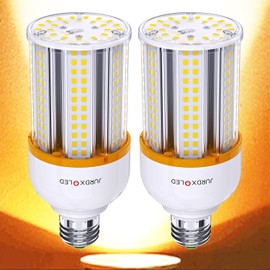 JURDXLED 2Pack LED Corn Light Bulb 5000 Lumen 3000K 30W Large Area yellow light E26 Base for Outdoor Indoor Garage Warehouse Factory Workshop Street Backyard（3000K Warm yellow light,30Watts 2Pack ）