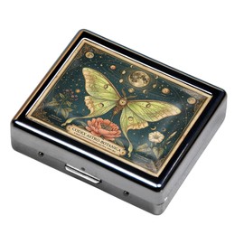 7 Days Chromed Shiny Silver Pill Organizer with Mirror Inside Has 8 Separate Compartments Rectangle,Versatile Storage for Medication - Ideal Travel Accessory (A Beautiful Butterfly)