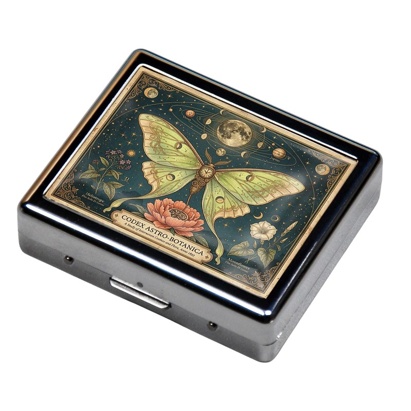 7 Days Chromed Shiny Silver Pill Organizer with Mirror Inside