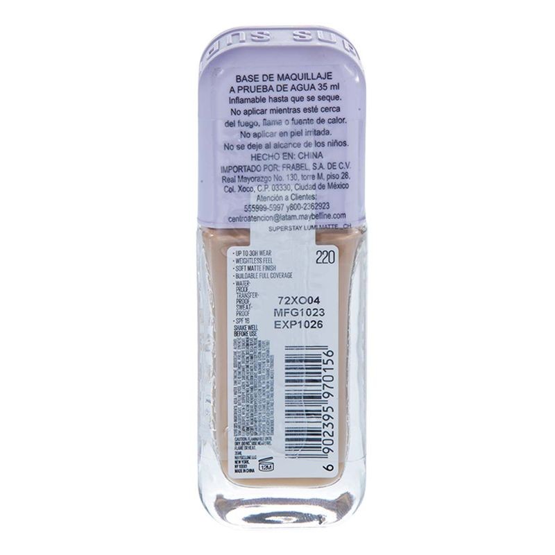Base Maquillaje Maybelline tono 220 35ml