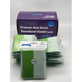 Lenayuyu 1 Box of 600 Counts -12packs LightGreen Color Front Glossy Standard Card Sleeves Toploaders for Trading Cards, Collectable Gaming Cards, MTG Cards, L5R, TCG, Baseball, Rugby, Football Card