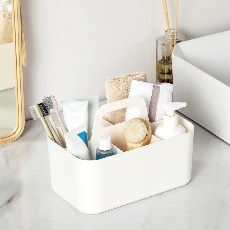 Multiuse Caddy Organizer with Handle - Stackable Plastic Tote Bin