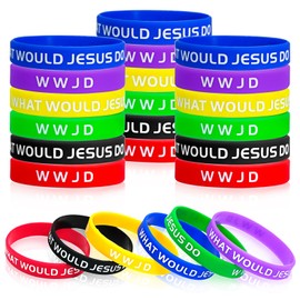 WWJD Bracelets What Wound Jesus Do Bracelets Silicone Wristbands for Men Women Christian Party Favors Gifts Jesus Bracelets Bulk WWJD Wristbands Inspirational Religious Christian Jewelry-Silicone24pcs
