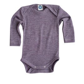 Cosilana, Baby Bodysuit Long Sleeve, 45% Organic Cotton, 35% Organic Wool, 20% Silk, Plain Plum 23