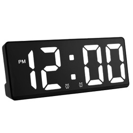 Digital Alarm Clock with Adapter, LED Clock for Bedroom, Electronic Desktop Clock with Temperature Display, USB Charging Port, Include Dimmer, Snooze Function - Digital Clock for Desk