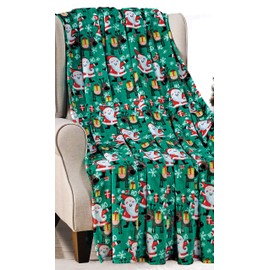 FAITH, HOPE, LOVE HOME DÉCOR Santa's Little Helper Collection Festive and Cuddly Holiday Microplush Throw Blanket (50" x 60") - Jolly Old Saint Nick - Christmas Throw Blanket