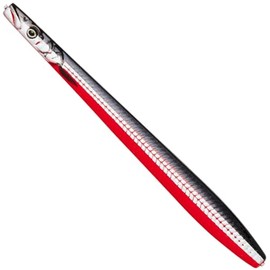 Savage Gear Line Thru Sandeel Nail Sea Trout Bait, 11 cm, 20 g, Colour: Black Red