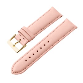 MARCHEL Smooth Leather Genuine Leather LLB Clasp in Gold Leather Bracelet Watch Strap Cowhide Leather Fine Leather, Light pink, 18 mm, Classic