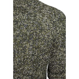 Xact Mens Jumper Fashion Chunky Fisherman Fleck Knit, Crew Neck, Raglan Sleeve (Khaki) XXL