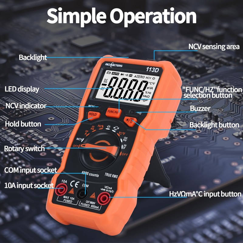 COVVY Digital Multimeter, 6000 Counts Multi Tester, Ohm Volt Amp
