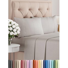 Extra Thick Heavyweight Queen Size 4 Piece Sheet Set – High End Super Luxury Bed Set – Premium Heavyweight Hotel Quality Sheets with Deep Pockets - Easy-Fit - Soft, Warm and Wrinkle Free - Light Grey