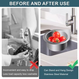 Cxqbsmy Kitchen Sink Drain Strainer, Pack of 2, Multifunctional Drain Basket, Strainer Basket Sink, Stainless Steel