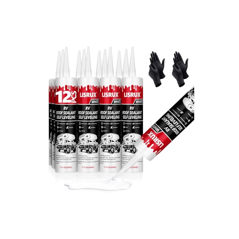 12 Pack RV Roof Sealant - Self-Leveling Waterproof Caulk for