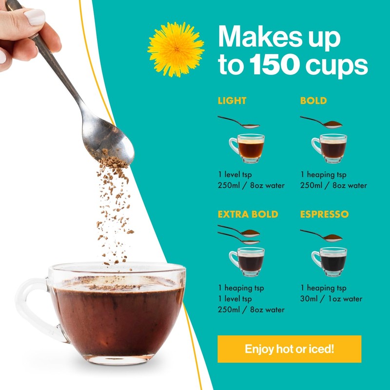 Nummy Creations 150 cup Original Instant Caffeine-Free Coffee Alternative with