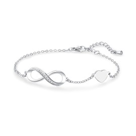 LSxAB Infinity Heart Endless Love Bracelet for Women Girls Stainless Steel Jewellery Adjustable Chain Bracelets