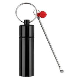 Premium Pill Bottle with Spoon, Multifunctional Deluxe Dispenser for Medication, Spices, Sturdy Aluminium, Hermetically Sealed and Waterproof (Red)