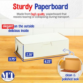 MT Products White Eclair Donut Box 6.25" x 3.75" x 2.20" - Disposable Bakery Boxes No-Window (Pack of 30) - Made in USA