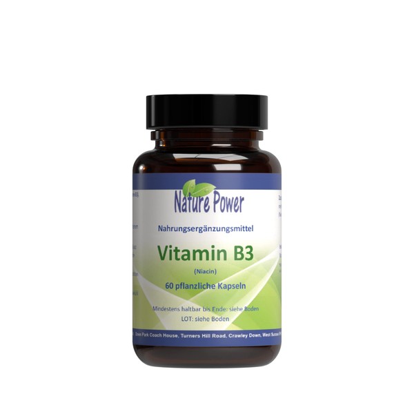 Niacin, Vitamin B3, 60 Vegetable Capsules, Vegan and GMO-Free NATURE POWER