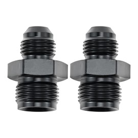 gohantee 6AN Male to 11/16 x 18 Inverted Flare Thread Fitting Adapter Connector Aluminum Straight Black Anodized Surface Fuel Fitting, Pack of 2