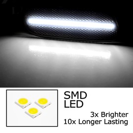 iJDMTOY Black-Out Smoked Lens 30-SMD Xenon White Full LED Strip Front Bumper Side Marker Light Kit Compatible With Lexus 1992-2000 SC300 SC400, Replace OEM Amber Front Sidemarkers