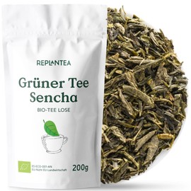 Organic Green Tea Loose 200 g (100 Cups) | Green Tea Loose Organic Sencha from China | High Quality Organic Green Tea Replantea