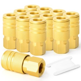 GASHER 2PCS Brass 1/4" Female Industrial Coupler, Female Threads Size, Quick Connect Air Coupler