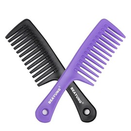 2 peines grandes de dientes anchos, peines de ducha para mujeres, cepillo de pelo rizado, peine desenredante, peinado del cabello, herramienta de pelu