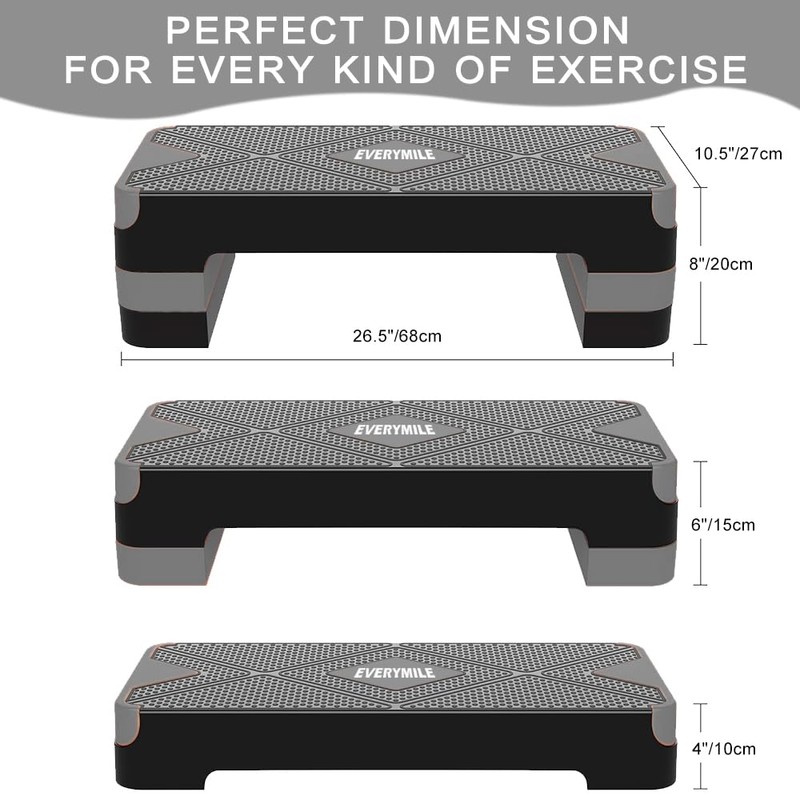 EVERYMILE Aerobic Exercise Step, Adjustable Aerobic Stepper for Exercise, Workout