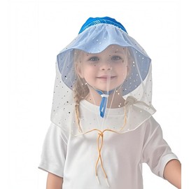 Kids Mosquito Head Net Hat - Bug Cap UPF 50+ Sun Protection for Beekeeping Garden Fishing Outdoor Activities Blue