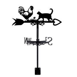 SUPERDANT Weather Vane in the Shape of a Chicken or a Cat Weather Vane with Flower Wind Vane Made of Metal Weather Vane with Animals Weather Vane Garden Decor for Farmhouse Garden Outdoor Yard Roof
