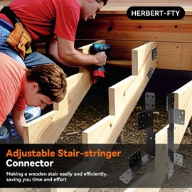 10 Pcs Black Stair Stringer Hanger Bracket, Heavy Duty 18 Gauge Adjustable Stair Stringer Hanger,Deck Stair Brackets,Tair Stringer Connector Great for 2x10 2x12 Stair Stringer,Tie Straps Bracket,