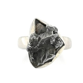 Natural Meteorite Campo Del Cielo 925 Solid Sterling Silver Ring Size 8.75