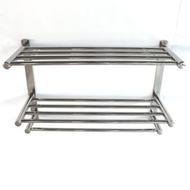 24 Inch Bathroom Shelf 3-Tier Wall Mounting Rack with Towel Bars Stainless Steel Lavatory Bath Towel Shelf Wall Mount Towel Holder