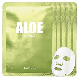 LAPCOS Set de 5 Mascarillas Faciales Aloe de . Lujoso Cuidado de la Piel con Extracto de Hoja de Aloe y Extracto de Pepino para Combatir la Irritación