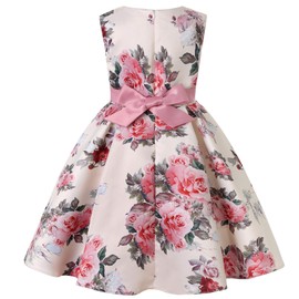 CMMCHAAH Kids Floral Print Frock Wedding Pageant Party Dresses Girls Sleeveless Holiday Dress (Dusty Rose,140)