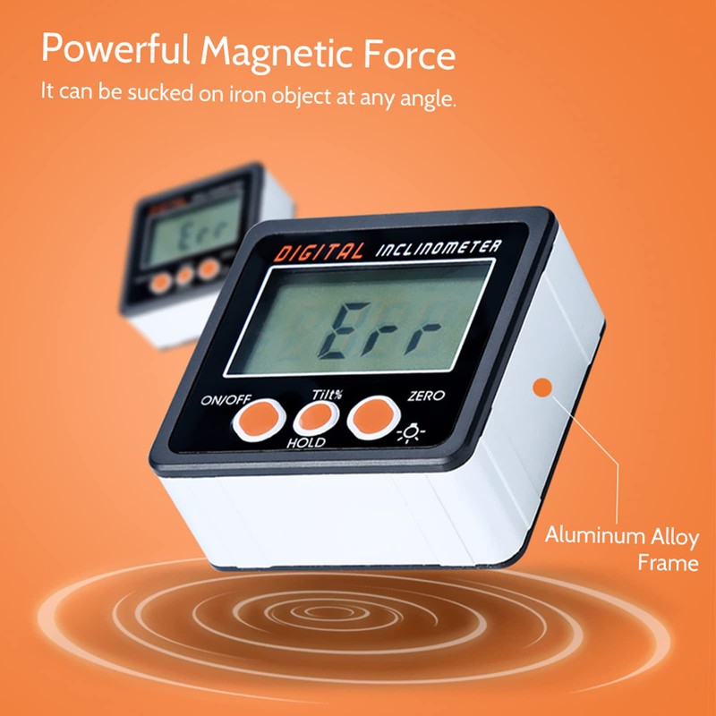 Digital Inclinometer 0-360°Electronic Protractor Aluminum Alloy Shell Digital Bevel Box
