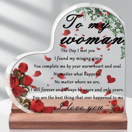XIANNVXI Gifts for Her,Heart-Shaped Acrylic Plaque with Wooden Base,Birthday Gifts for Her,Woman Gifts for Christmas